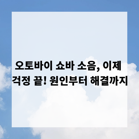 오토바이 쇼바 소음, 이제 걱정 끝! 원인부터 해결까지