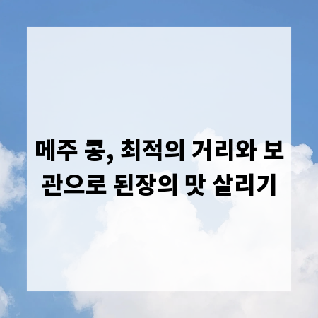 메주 콩, 최적의 거리와 보관으로 된장의 맛 살리기