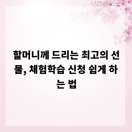 할머니께 드리는 최고의 선물, 체험학습 신청 쉽게 하는 법