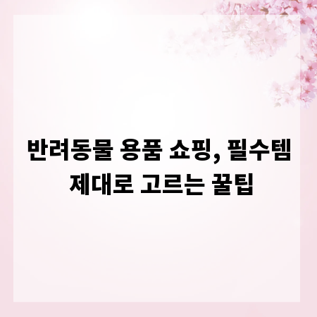 반려동물 용품 쇼핑, 필수템 제대로 고르는 꿀팁