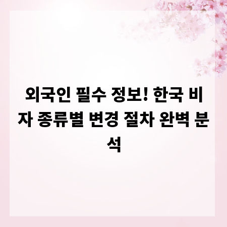 외국인 필수 정보! 한국 비자 종류별 변경 절차 완벽 분석