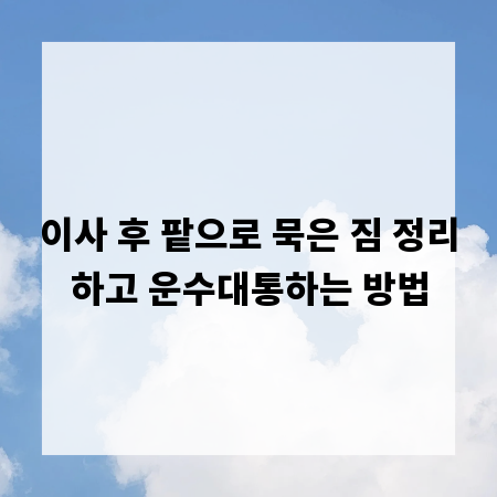 이사 후 팥으로 묵은 짐 정리하고 운수대통하는 방법