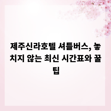 제주신라호텔 셔틀버스, 놓치지 않는 최신 시간표와 꿀팁