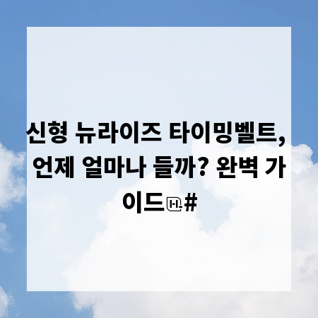 신형 뉴라이즈 타이밍벨트, 언제 얼마나 들까? 완벽 가이드
#