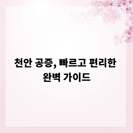 천안 공증, 빠르고 편리한 완벽 가이드
