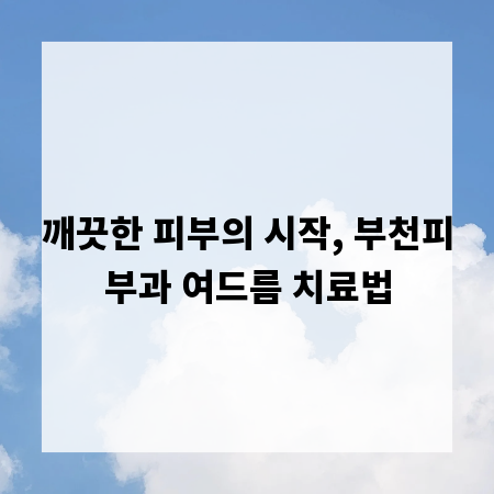깨끗한 피부의 시작, 부천피부과 여드름 치료법