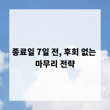 종료일 7일 전, 후회 없는 마무리 전략