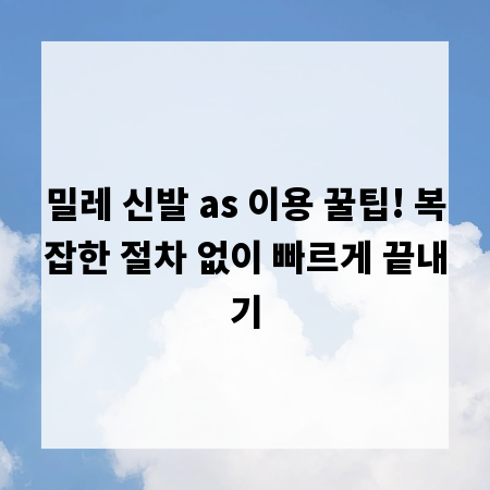 밀레 신발 as 이용 꿀팁! 복잡한 절차 없이 빠르게 끝내기