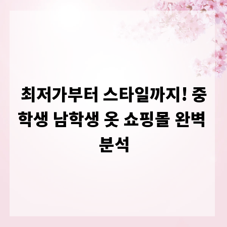 최저가부터 스타일까지! 중학생 남학생 옷 쇼핑몰 완벽 분석