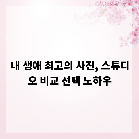 내 생애 최고의 사진, 스튜디오 비교 선택 노하우
