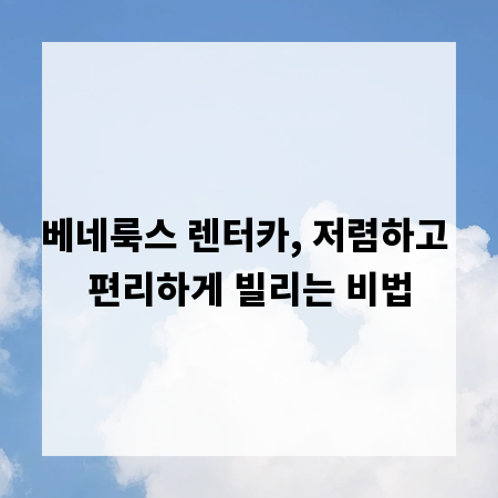 베네룩스 렌터카, 저렴하고 편리하게 빌리는 비법
