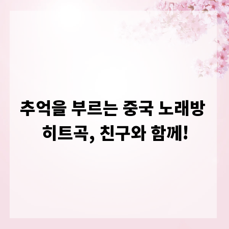 추억을 부르는 중국 노래방 히트곡, 친구와 함께!