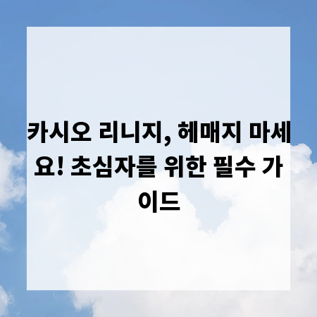 카시오 리니지, 헤매지 마세요! 초심자를 위한 필수 가이드
