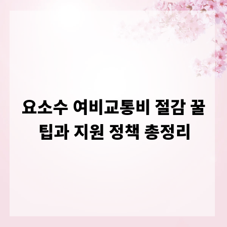 요소수 여비교통비 절감 꿀팁과 지원 정책 총정리