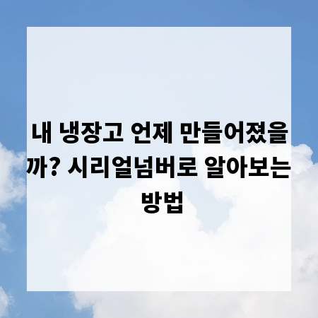 내 냉장고 언제 만들어졌을까? 시리얼넘버로 알아보는 방법