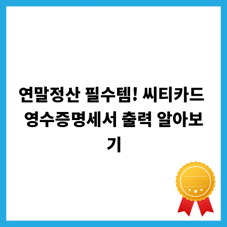 연말정산 필수템! 씨티카드 영수증명세서 출력 알아보기