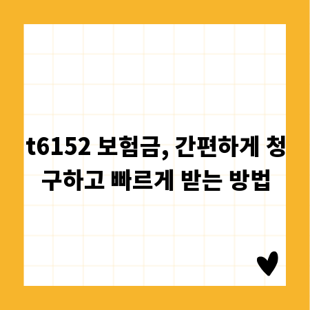 t6152 보험금, 간편하게 청구하고 빠르게 받는 방법