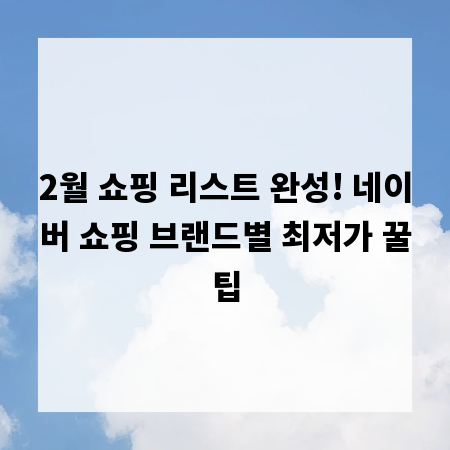 2월 쇼핑 리스트 완성! 네이버 쇼핑 브랜드별 최저가 꿀팁