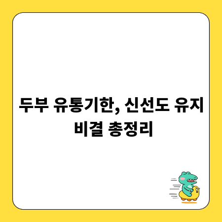 두부 유통기한, 신선도 유지 비결 총정리