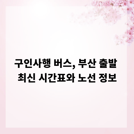 구인사행 버스, 부산 출발 최신 시간표와 노선 정보
