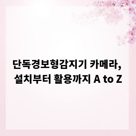 단독경보형감지기 카메라, 설치부터 활용까지 A to Z