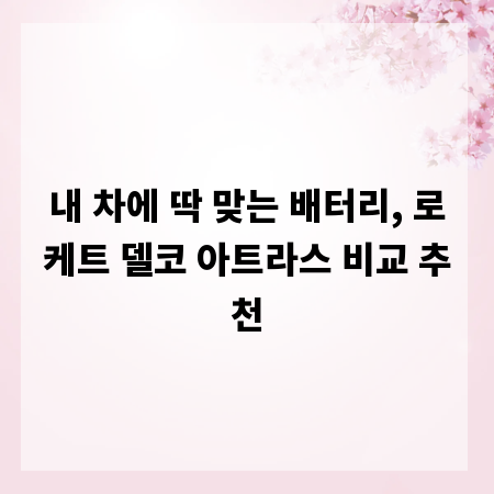 내 차에 딱 맞는 배터리, 로케트 델코 아트라스 비교 추천